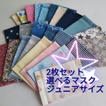 選べるマスク2枚セット⋆°｡✩ジュニアサイズ    中学年～高学年用⋆°｡✩   ガーゼマスク   可愛いカラーゴム