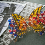 宵に咲く花バレッタ〜Topaz butterfly〜（hair ornaments of butterfly ＆flower〜Left-behind colors〜）