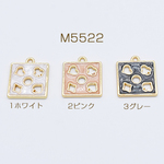 M5522-2 12個  エポチャーム トランプ型 中抜き模様 スクエア 1カン 20×23mm ゴールド 3×【4ヶ】