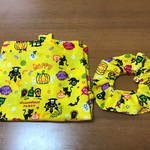 ハロウィン柄🎃👻薄手コンビニサイズエコバッグとシュシュ(黄色)