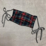 リボンプリーツマスク　ネイビー×レッド