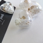 #154 ♡パール&キラキラ♡ガラスドームハートピアス&イヤリング