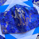 【立体マスク】☆送料無料☆ 不織布入り三層構造 個性的 かわいい チャイナ柄 💙ビビッドブルー💙