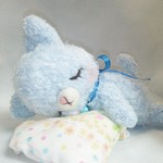 【送料込】あみぐるみ 空色ネコちゃん   m３４
