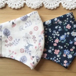 鹿さん🦌＆小花🌼 ふんわり4重ガーゼマスク🌹オーガニック♪2枚セット♪送料無料