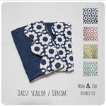 【 新作 】ママパパ兼用＊北欧 抱っこ紐よだれカバー　scallop daisy × denim