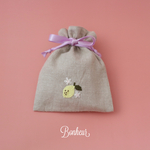 手刺繍巾着ポーチ ❁ レモン
