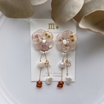 2way♡つぶつぶとミニビオラ風お花ピアス/イヤリング 