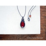 ガーネット　マクラメネックレス　cord:0.25mm nav