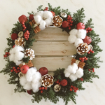送料無料＊クリスマスリース・31㎝/Xmas・王道リース・松ぼっくり・ボタニカル・ナチュラル・玄関飾り 
