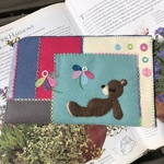 🐻felt de patchworkのんびりベアのポーチ🐻