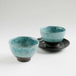 煎茶碗（ターコイズブルー）黒土　ゆのみ　18-0010