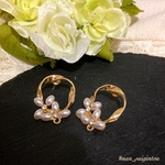 再S925【4pcs】パール小花の不規則ラウンドデザインポストピアス