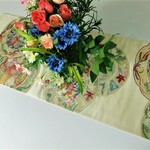 【⑯0168】85.5cm/帯リメイク品/純金箔24K/テーブルランナー等タペストリー・ベットスロー多方面