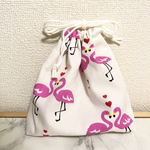 コップ袋【ハートフラミンゴ】