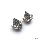 【Swarovski  Pearl】パール×フリンジビーズピアス/イヤリング（Greige )