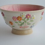 茶碗 お花がふわふわ楽しそうピンク