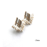  【Pearl 】パール×チェック柄ビーズピアス/イヤリング