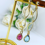 水色🌸ピンク選べる滴イヤリング／ピアス