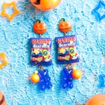 ハロウィンお菓子のクマピアス青/イヤリング
