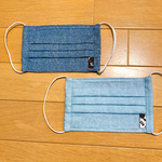 受注販売/デニム風👖プリーツガーゼマスク•ノーズワイヤー入り