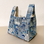 畳めるエコバッグ🛍家柄(ブルー)