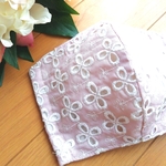 【大人気❤️】夏におすすめ　レースマスク　綿ローン　お花　ピンク　夏用マスク　刺繍　刺繍マスク　レース　マスク　おしゃれマスク　綿ローンマスク　涼しいマスク　かわいいマスク　