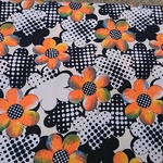 (b428)昭和レトロ生地 ドット水玉模様 フラワー花柄 アート 絵画 ビンテージ生地  エコバッグにも