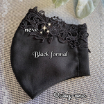 ✨new✨Black formalにも使えるオックスフォードブラックにローズケミカルレースが華やかなマスク