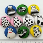 ねこ柄　くるみボタン　112番　約27mm