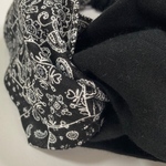 タイプA ダブルガーゼのクロスヘアターバン　ブラックペイズリー×ブラック