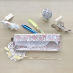 スケルトンロングポーチ『Felicite』ピンク●ビニコ　歯ブラシ、ペンケース、道具入れ　リバティ×クリア