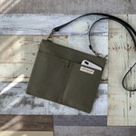 ツインポケット♡サコッシュ♪カーキ　ストラップ選択必須☆　帆布/長財布//スマホポシェット/ショルダーバッグ/お財布ポシェット/ミニバッグ/ポシェット