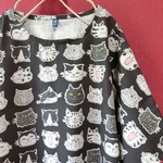 ◆SALE◆ いたずらニャンコゆったりワンピース charcoal greyネコ猫