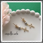 スワロフスキーパール&十字架 キラキラピアス♫