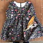 可愛いお花のコーデュロイギャザーワンピース