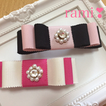 *♡キラキラビジュー付きリボンバレッタ♡*