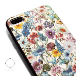 iphone7plusケース/iphone8plusケース（5.5インチ用）軽量レザーケースiphone7plusカバー（花柄×ブラック）ワイルドフラワー