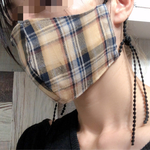 ★再再再再販★＊秋冬用＊ブラウンチェック立体マスク＊リボンゴム＊耳が痛くなりにくい＊