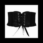 再販【frill_waist@AMIAGE コルセット ベルト 。】ゴムベルト ウエストマーク フリル シルバー バックル ゴシック パンク ロック  病みかわいい  編み上げ