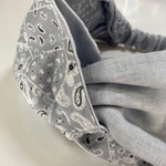 タイプB ダブルガーゼのクロスヘアターバン　グレーペイズリー×グレー