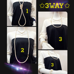 上品なコットンパールのロングネックレス(3way)