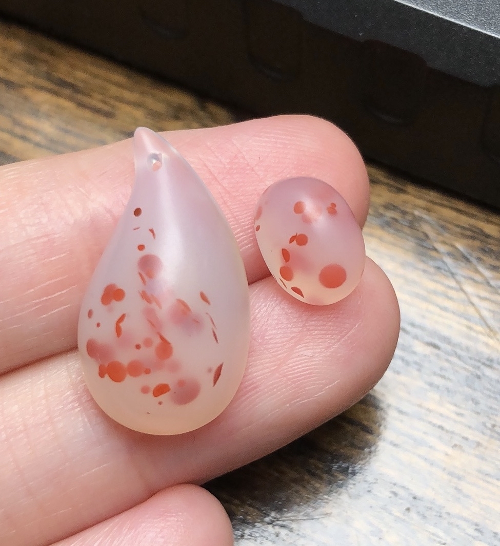 ゴビ石−ゴビ瑪瑙　水玉模様　ペンダント➕指輪