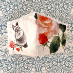 うさぎと薔薇柄立派型マスク　大人かわいい
