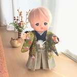 メルちゃんサイズの羽織袴セット＊扇×紺色