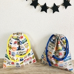 乗り物いっぱい☆色違い巾着袋２点セット