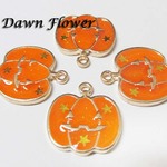 【A-0606】8pcs　パンプキン　ハロウィン　21×18mm　オレンジ　チャーム