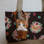 トートバッグ猫柄 (ねこと一緒)