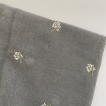【再入荷】たんぽぽ綿毛　刺繍生地　チャコールグレー