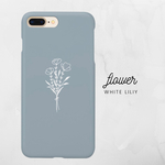くすみブルー　花柄iPhoneケース